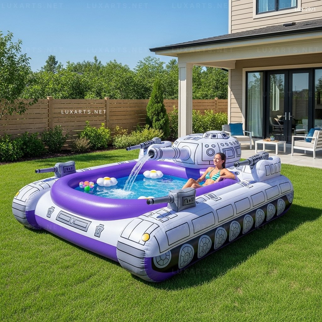 Inflatable Tank Shaped Pool – Large Military Style Swimming Pool for Summer inflatable tank pool 13