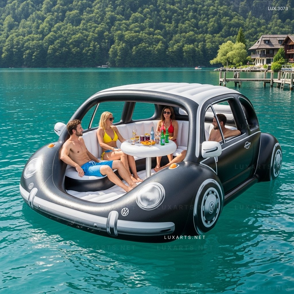 Inflatable VW Beetle Lake Float – Fun & Comfortable Pool Float for Lakes & Pools inflatable vw beetle lake float 1