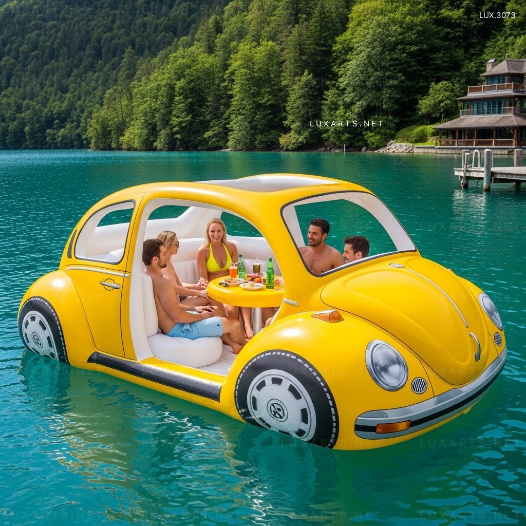 Inflatable VW Beetle Lake Float – Fun & Comfortable Pool Float for Lakes & Pools inflatable vw beetle lake float 4