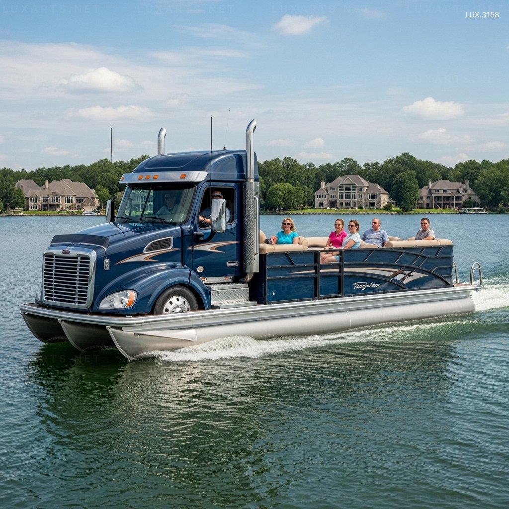 Semi-Truck Shaped Pontoon: Unique Floating Design for Modern Water Adventures semi truck pontoon 3
