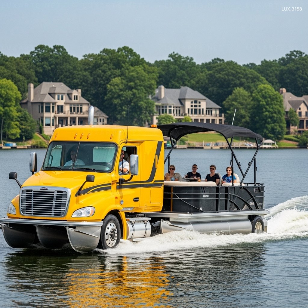 Semi-Truck Shaped Pontoon: Unique Floating Design for Modern Water Adventures semi truck pontoon 4