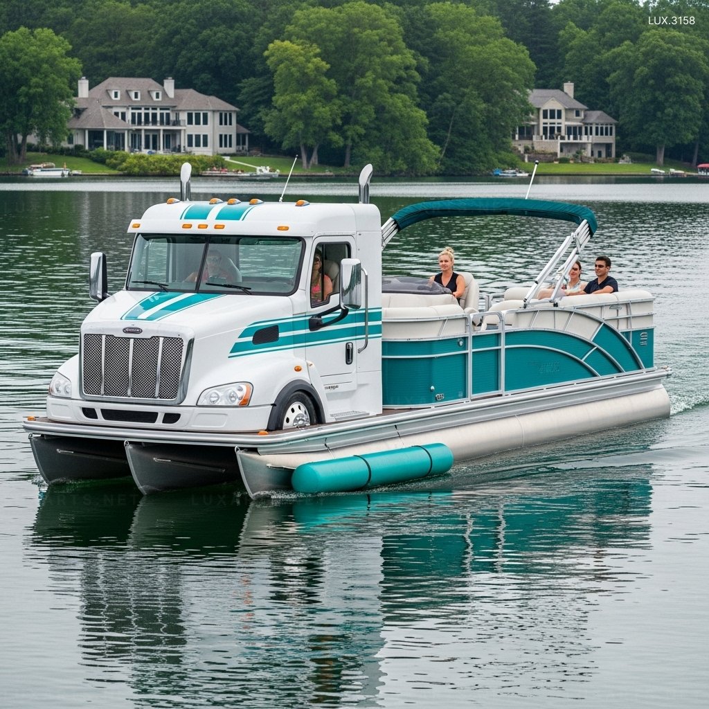 Semi-Truck Shaped Pontoon: Unique Floating Design for Modern Water Adventures semi truck pontoon 5