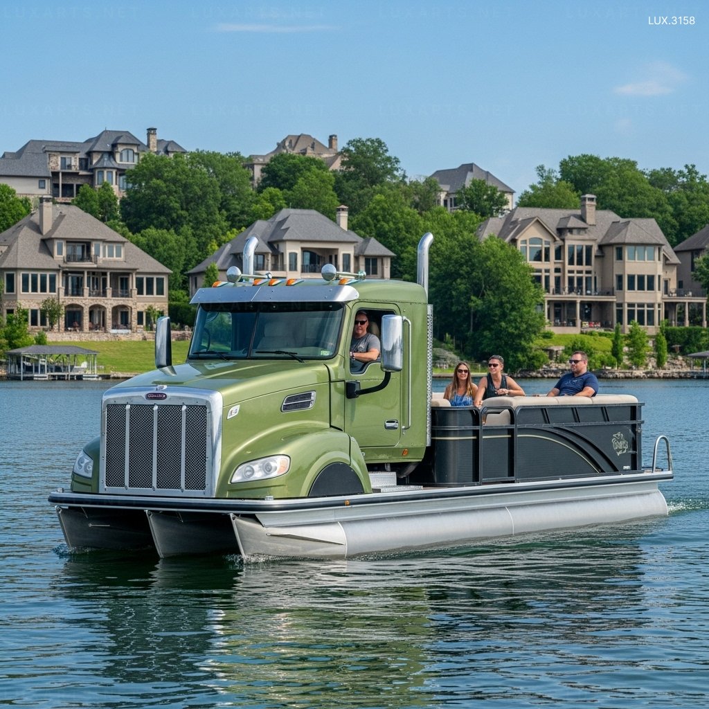 Semi-Truck Shaped Pontoon: Unique Floating Design for Modern Water Adventures semi truck pontoon 6