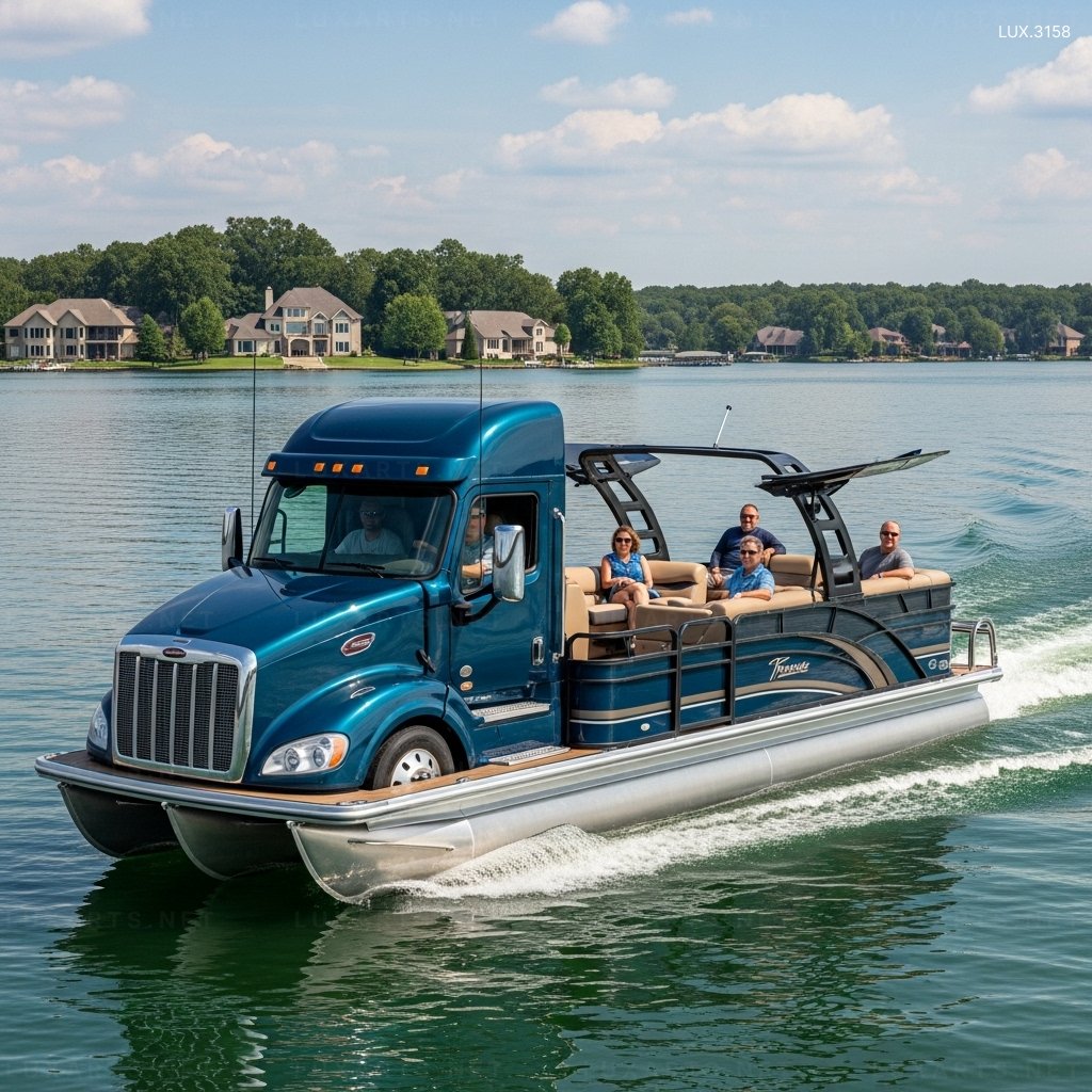 Semi-Truck Shaped Pontoon: Unique Floating Design for Modern Water Adventures semi truck pontoon 7