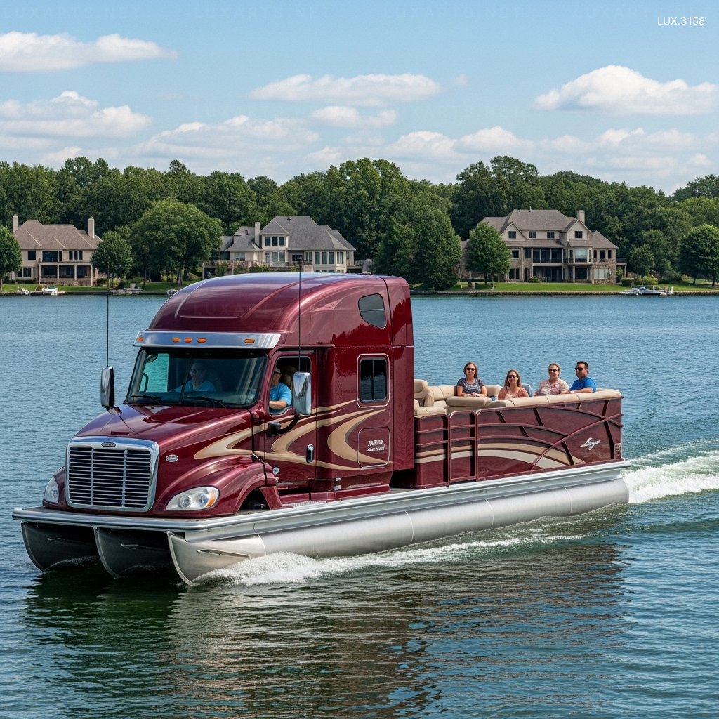 Semi-Truck Shaped Pontoon: Unique Floating Design for Modern Water Adventures semi truck pontoon 9
