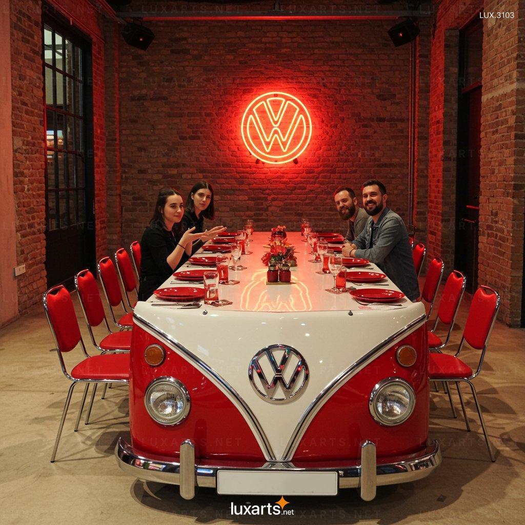 VW Bus Shaped Dining Tables – Creative Interior Solution for Vintage Lovers vw bus dining tables 1