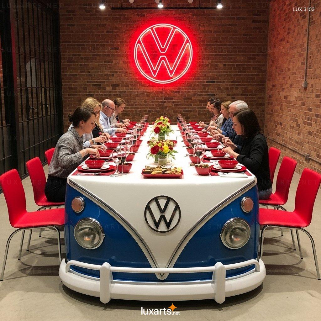 VW Bus Shaped Dining Tables – Creative Interior Solution for Vintage Lovers vw bus dining tables 10