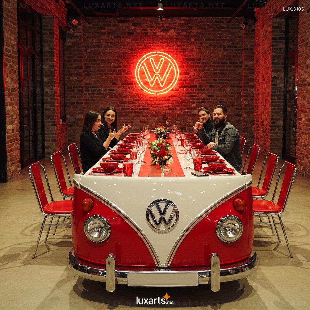 VW Bus Shaped Dining Tables – Creative Interior Solution for Vintage Lovers vw bus dining tables 2