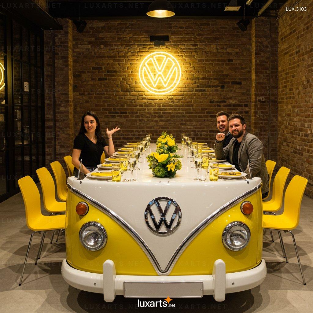 VW Bus Shaped Dining Tables – Creative Interior Solution for Vintage Lovers vw bus dining tables 3