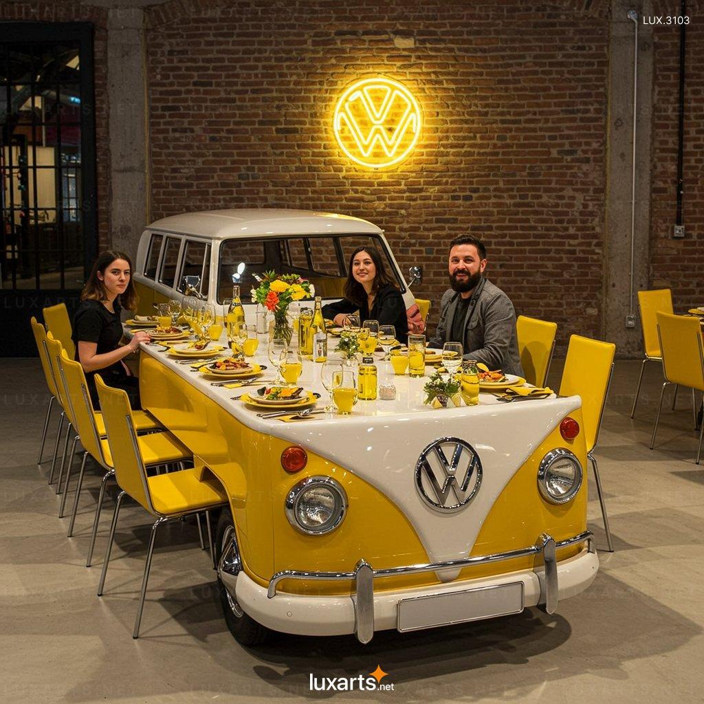 VW Bus Shaped Dining Tables – Creative Interior Solution for Vintage Lovers vw bus dining tables 4