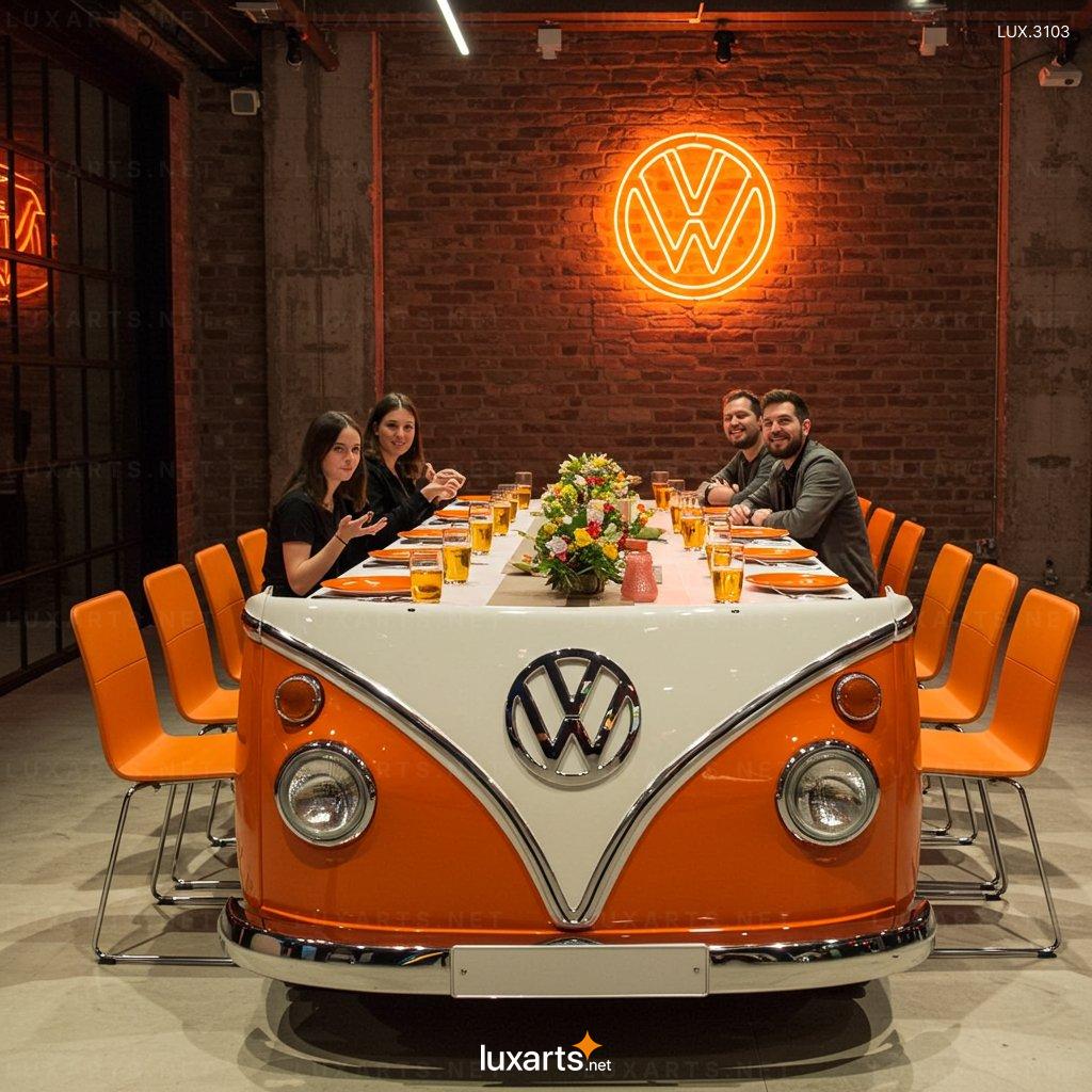 VW Bus Shaped Dining Tables – Creative Interior Solution for Vintage Lovers vw bus dining tables 7