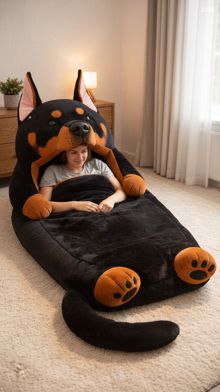Dog Shaped Sleeping Bag – Cute & Cozy Pet-Style Sleep Solution for Kids and Adults 3150 dog sleeping bag 20260111 56