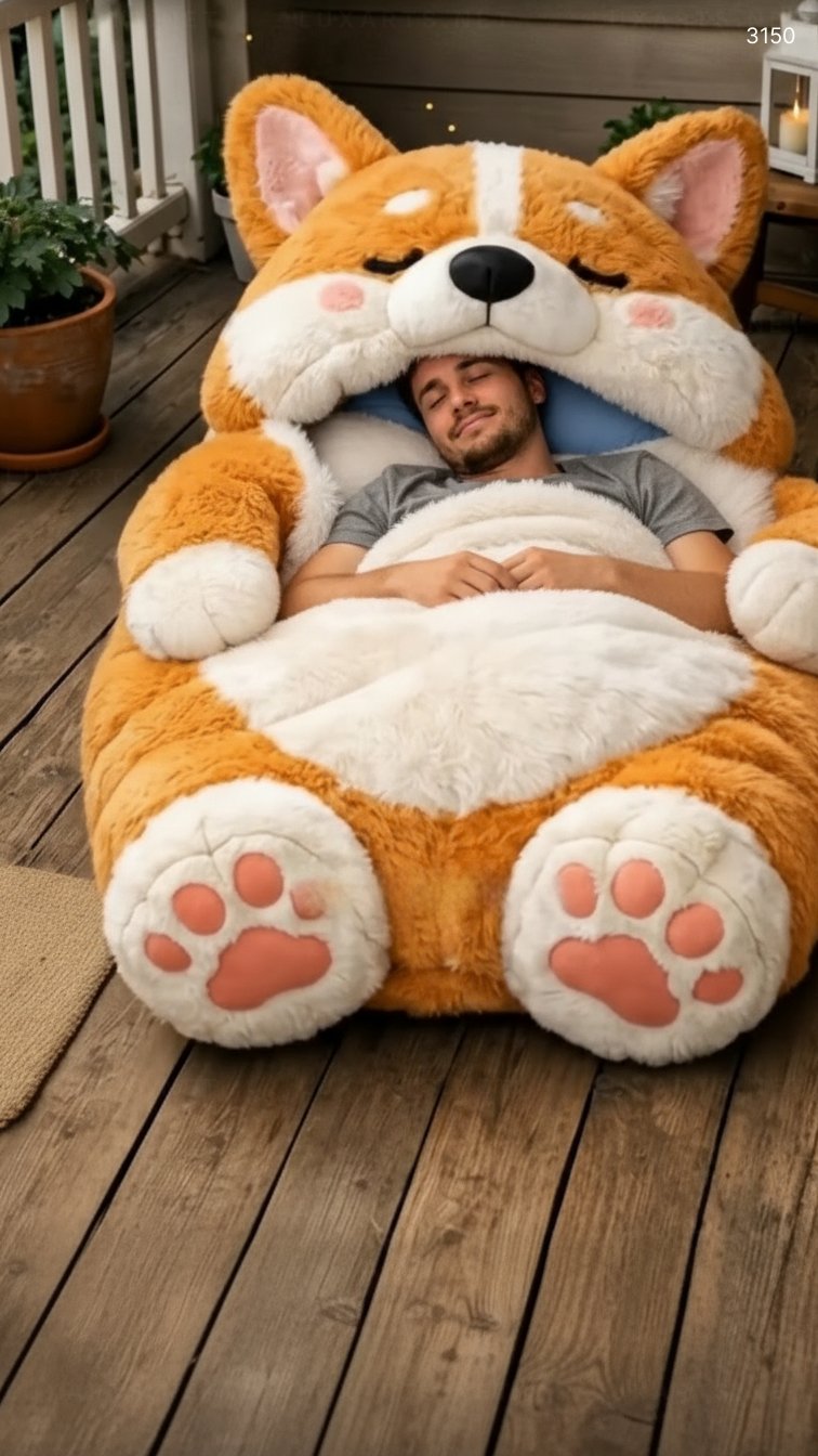 Dog Shaped Sleeping Bag – Cute & Cozy Pet-Style Sleep Solution for Kids and Adults 3150 dog sleeping bag 20260112 12