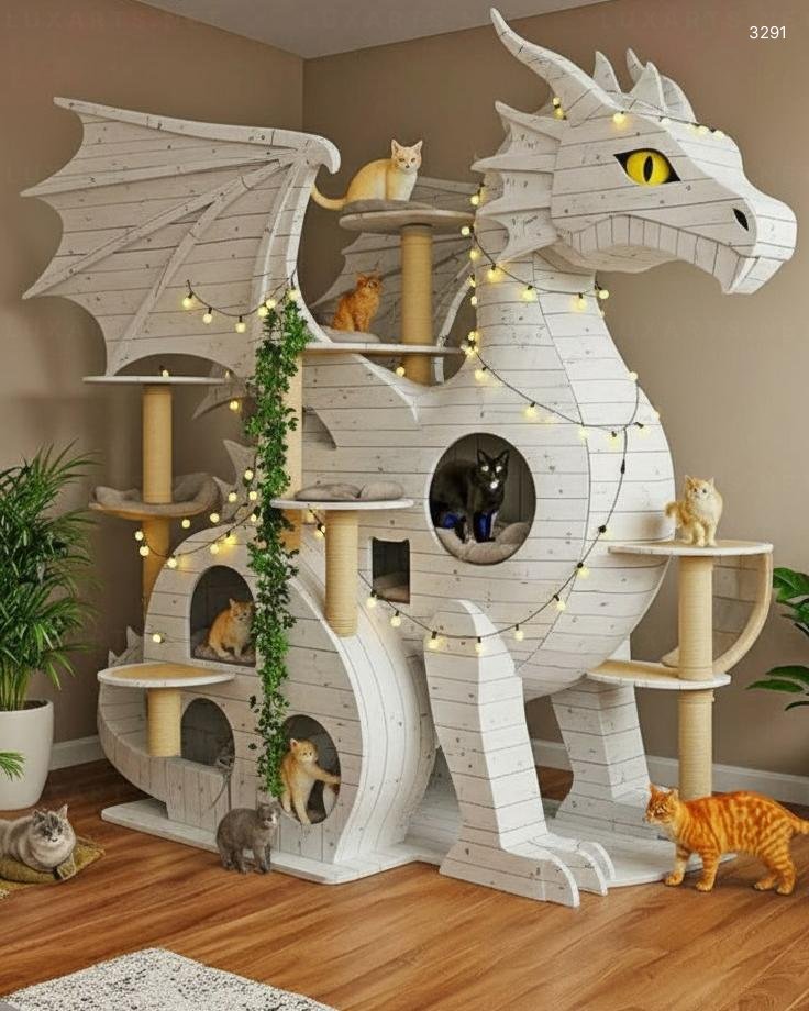 Dragon-Shaped Cat Playground – Unique & Fun Feline Climbing Structure for Playful Kittens dragon shaped cat playground 1
