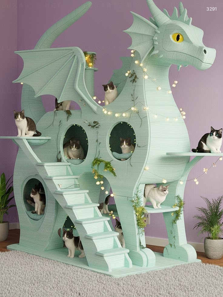 Dragon-Shaped Cat Playground – Unique & Fun Feline Climbing Structure for Playful Kittens dragon shaped cat playground 2