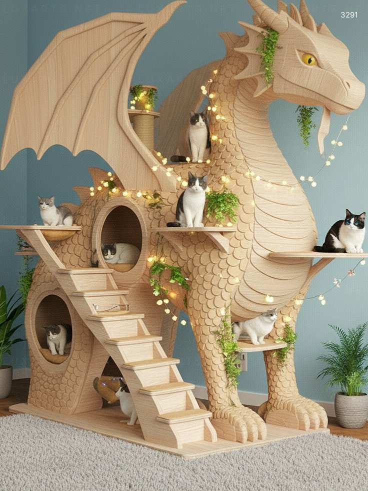 Dragon-Shaped Cat Playground – Unique & Fun Feline Climbing Structure for Playful Kittens dragon shaped cat playground 6