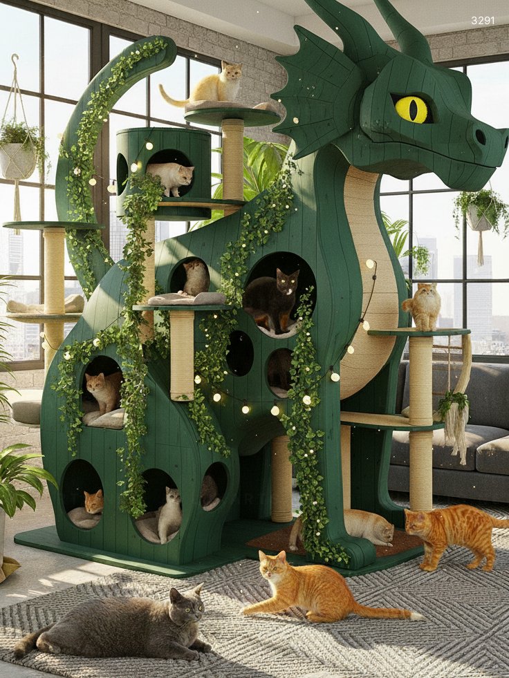 Dragon-Shaped Cat Playground – Unique & Fun Feline Climbing Structure for Playful Kittens dragon shaped cat playground 8