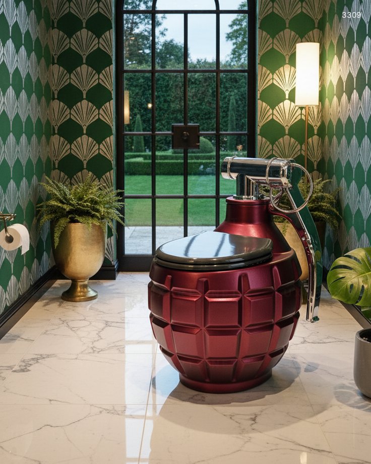 Grenade-Shaped Toilets: Unique, Bold Bathroom Designs That Make a Statement grenade toilets 9