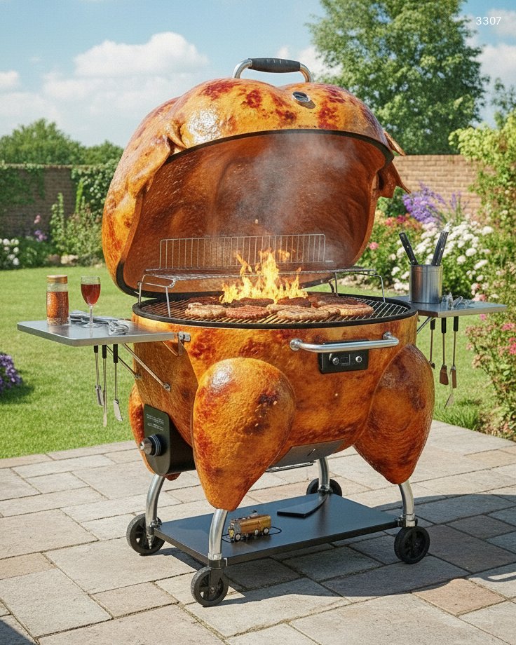 Grilled Chicken Shaped BBQ Grill – Unique Grill Design for Perfectly Cooked Chicken grilled chicken shaped bbq grill 5