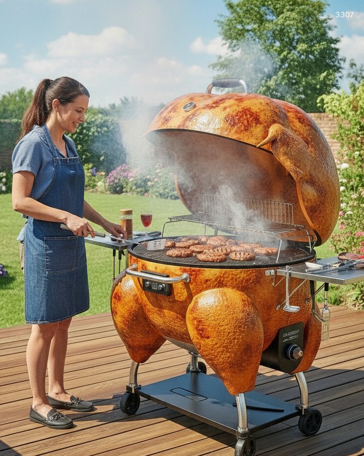 Grilled Chicken Shaped BBQ Grill – Unique Grill Design for Perfectly Cooked Chicken grilled chicken shaped bbq grill 9
