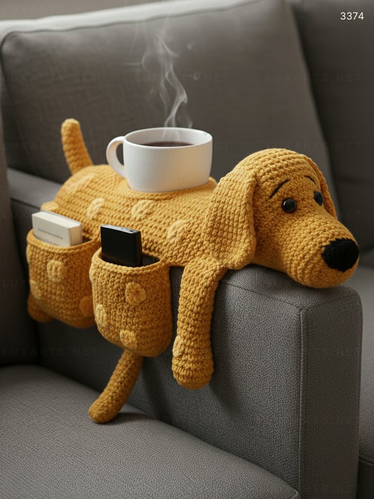 Crochet Dog Sofa Organizer: A Whimsical, Functional Accent for Pet-Loving Homes 3374 crocheted dog sofa organizer 11