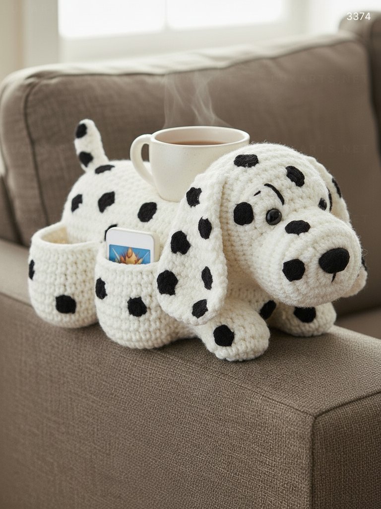 Crochet Dog Sofa Organizer: A Whimsical, Functional Accent for Pet-Loving Homes 3374 crocheted dog sofa organizer 12