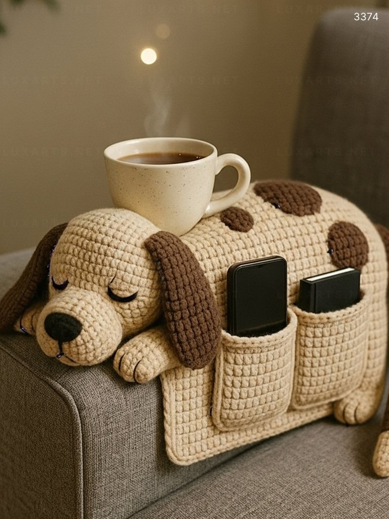 Crochet Dog Sofa Organizer: A Whimsical, Functional Accent for Pet-Loving Homes 3374 crocheted dog sofa organizer 5