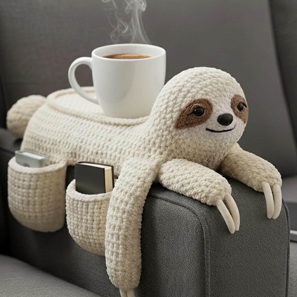 Crocheted Sloth Sofa Organizer: A Charming and Functional Addition to Your Living Space 3376