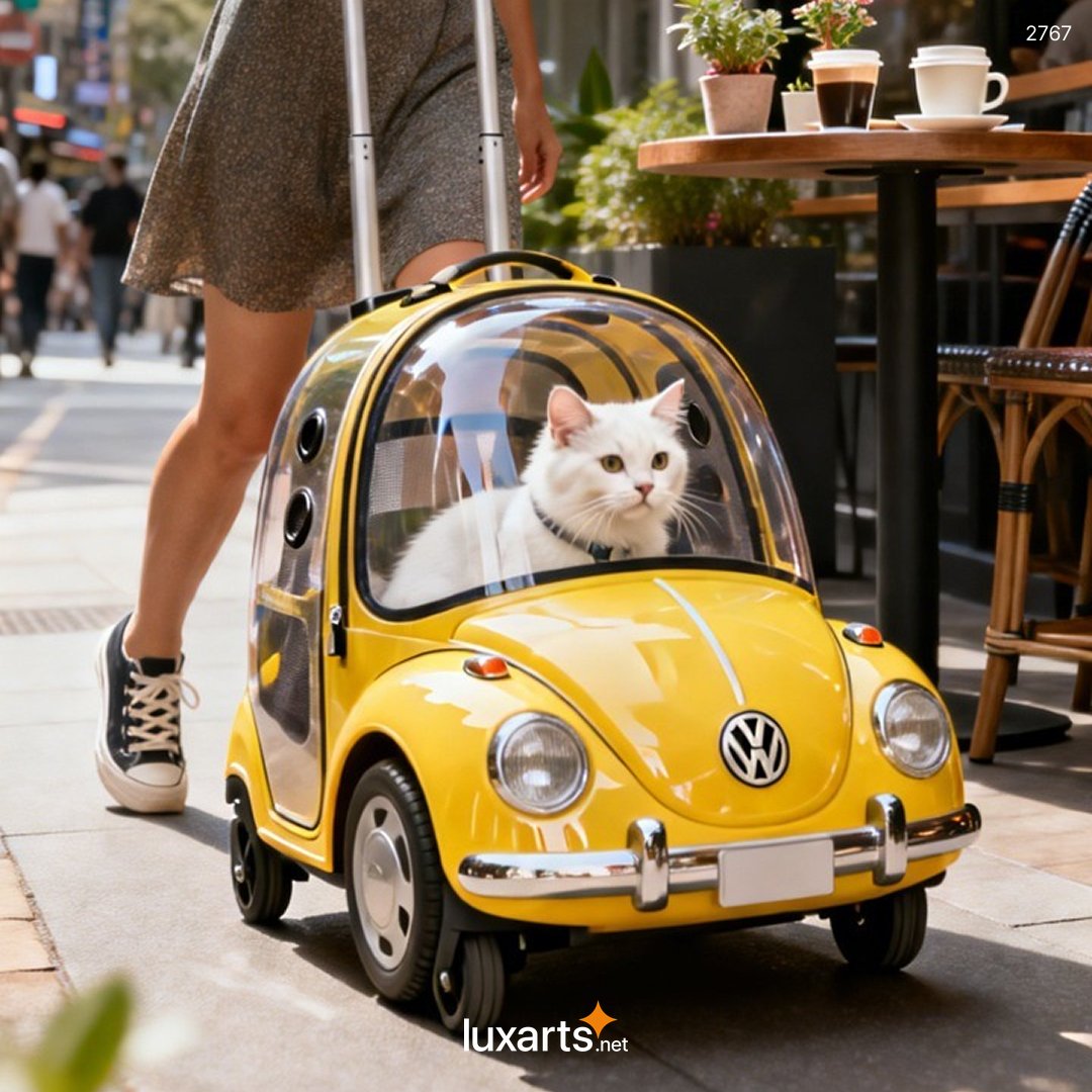 VW Beetle Shaped Pet Trolley Bag – Stylish, Functional, and Retro-Inspired Travel Carrier for Small Pets 2767 vw beetle pet trolley bag 20260119 5