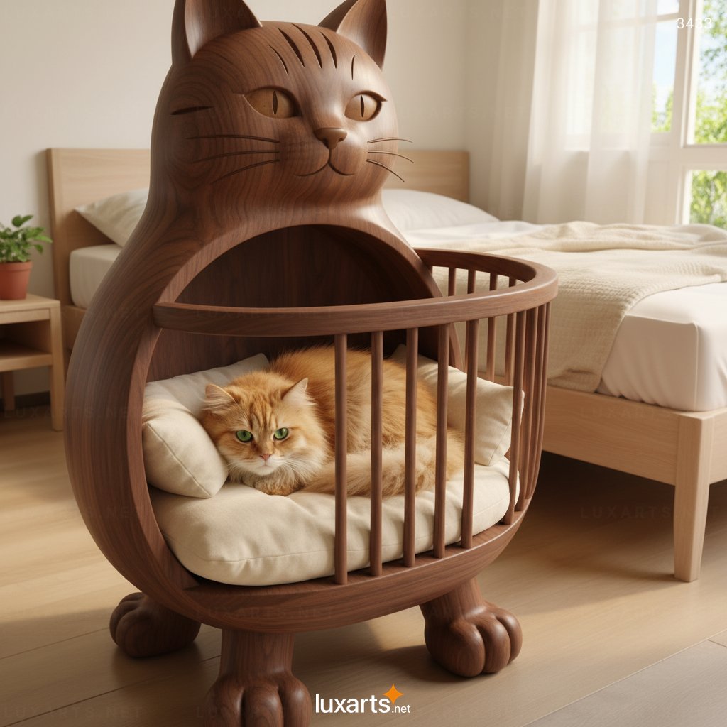 Wooden Cat-shaped Cat Cradle: Creative Design, Benefits, and Stylish Uses for Feline Comfort 3433 wooden cat shaped cat cradle 1
