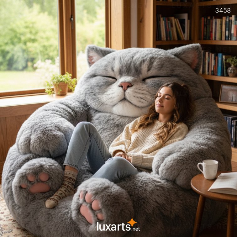 Fluffy Cat Shaped Bean Bag – Cozy, Cute, and Perfect for Kids & Adults 3458 fluffy cat bean bag 37