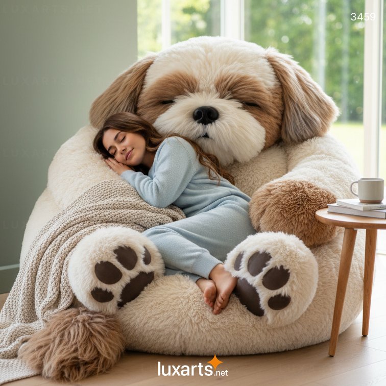 Fluffy Dog Shaped Bean Bag – Soft, Cuddly Pet-Themed Lounger for Kids & Adults 4 Fluffy Dog Shaped Bean Bag – Soft, Cuddly Pet-Themed Lounger for Kids & Adults 3459 fluffy dog bean bag 3