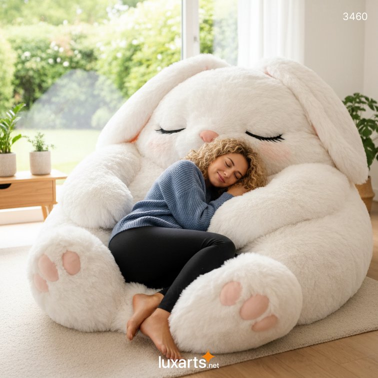 Fluffy Bunny Shaped Bean Bag – Soft & Cozy Seat for Kids, Adults & Home Decor 3460 fluffy bunny bean bag 21