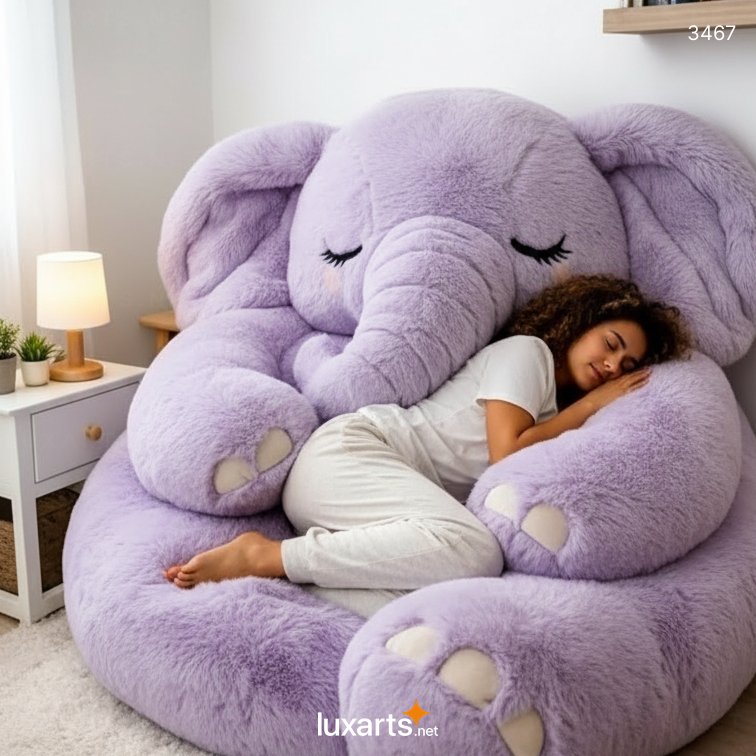 Fluffy Elephant Shaped Bean Bag – Soft & Cozy Lounge Chair for Kids and Adults 3467 fluffy elephant bean bag 10