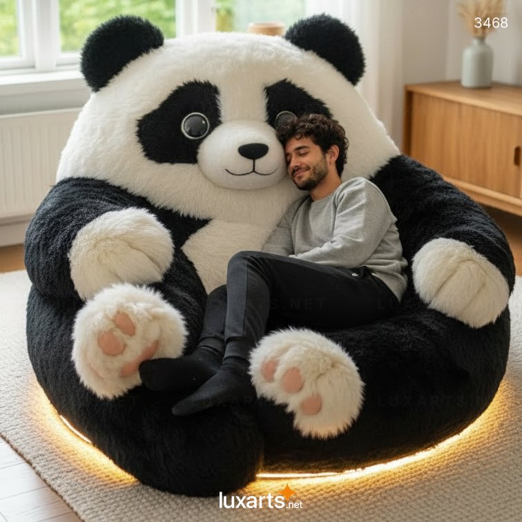 Fluffy Bear Shaped Bean Bag: Soft, Cute & Comfortable for Kids and Adults 3468 panda bean bag 14