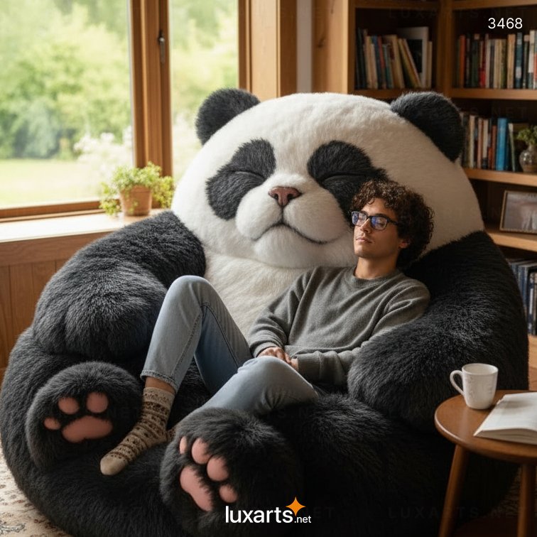 Fluffy Bear Shaped Bean Bag: Soft, Cute & Comfortable for Kids and Adults 3468 panda bean bag 18