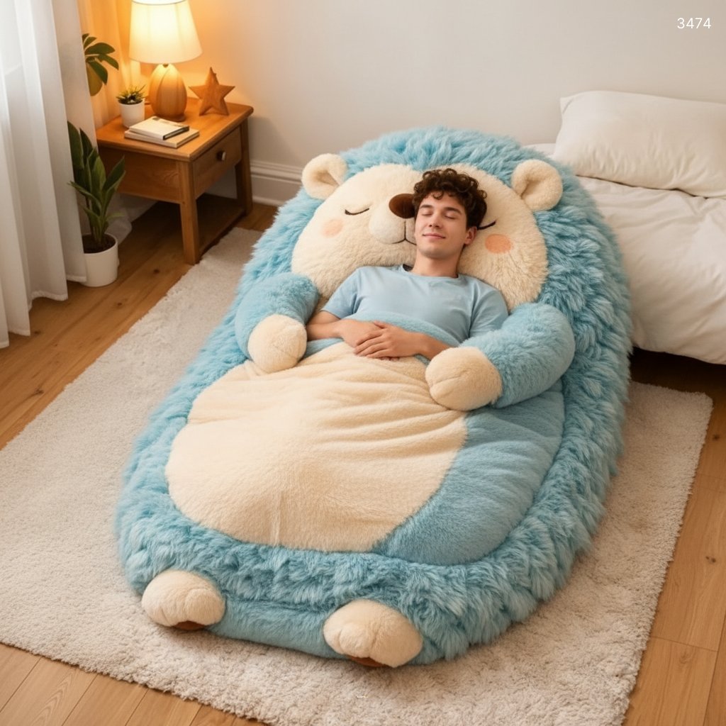 Hedgehog Shaped Sleeping Bag – Relive Childhood Magic – Soft, Snug & Loved by Adults Too 3474 hedgehog sleeing bag 1