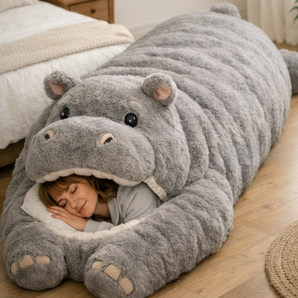 Hippo Shaped Sleeping Bag – Cozy & Fun for Kids & Adults | Perfect for Camping, Travel & Sleepovers 3475 hippo sleeping bags