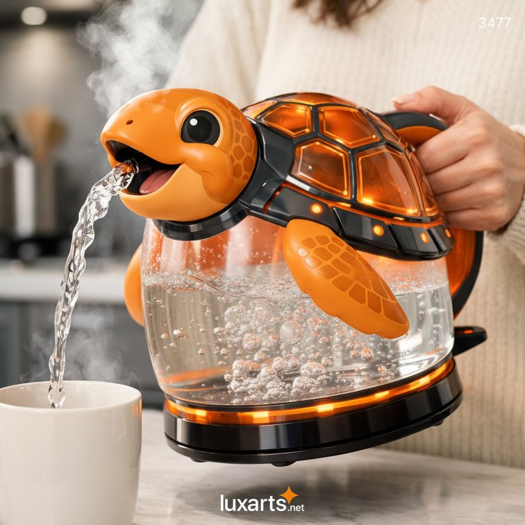 Turtle Electric Kettles Cute Glass Water Boiler with LED Light - Funny Pouring Kettle 3477 turtle electric kettles 6