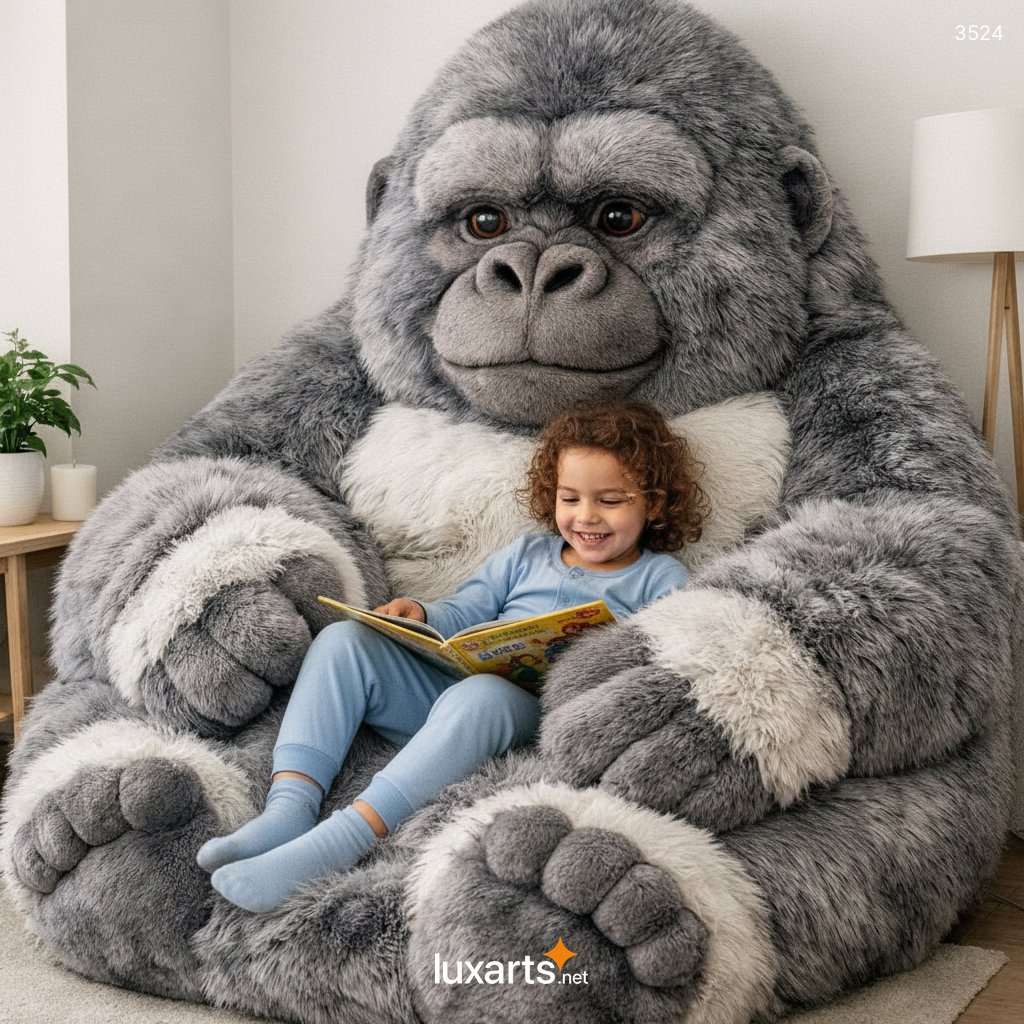 Fluffy Gorilla Shaped Bean Bag – Soft, Playful & Cozy Seating for Kids and Adults 3524 gorilla bean bag 12
