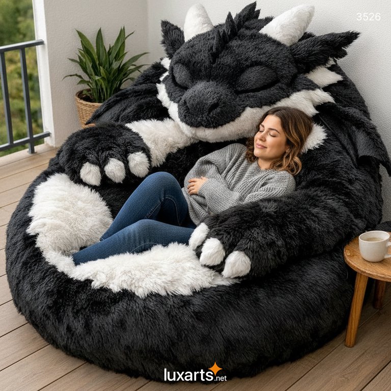 Fluffy Dragon Shaped Bean Bag – Soft, Cute & Cozy Lounge Chair for Kids & Adults 3526 dragon bean bag 20260131 10
