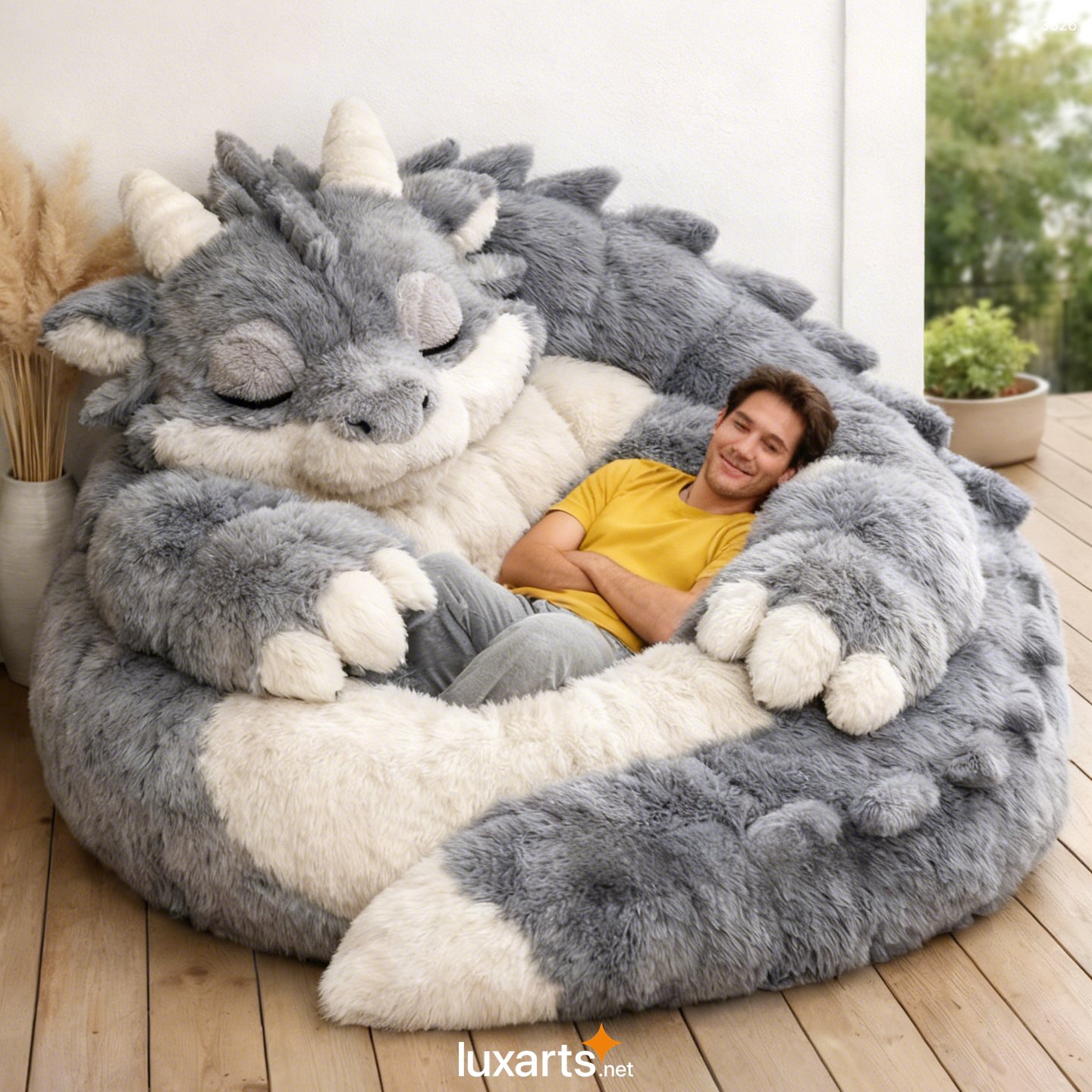 Fluffy Dragon Shaped Bean Bag – Soft, Cute & Cozy Lounge Chair for Kids & Adults 3526 dragon bean bag 20260131 15