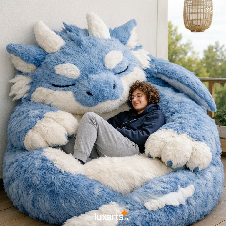 Fluffy Dragon Shaped Bean Bag – Soft, Cute & Cozy Lounge Chair for Kids & Adults 3526 dragon bean bag 20260131 16