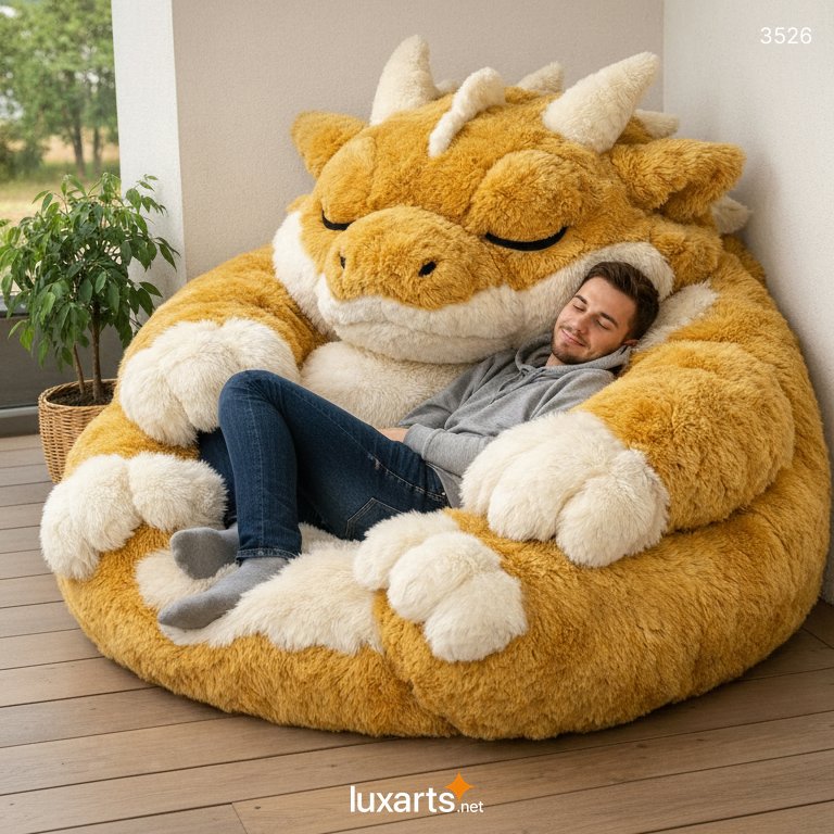 Fluffy Dragon Shaped Bean Bag – Soft, Cute & Cozy Lounge Chair for Kids & Adults 3526 dragon bean bag 20260131 17
