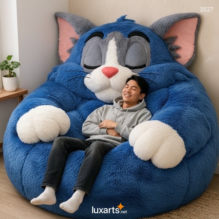 Fluffy Tom and Jerry Shaped Bean Bag for Kids - Soft, Cozy & Fun Seat 3527 tom and jerry bean bag 7