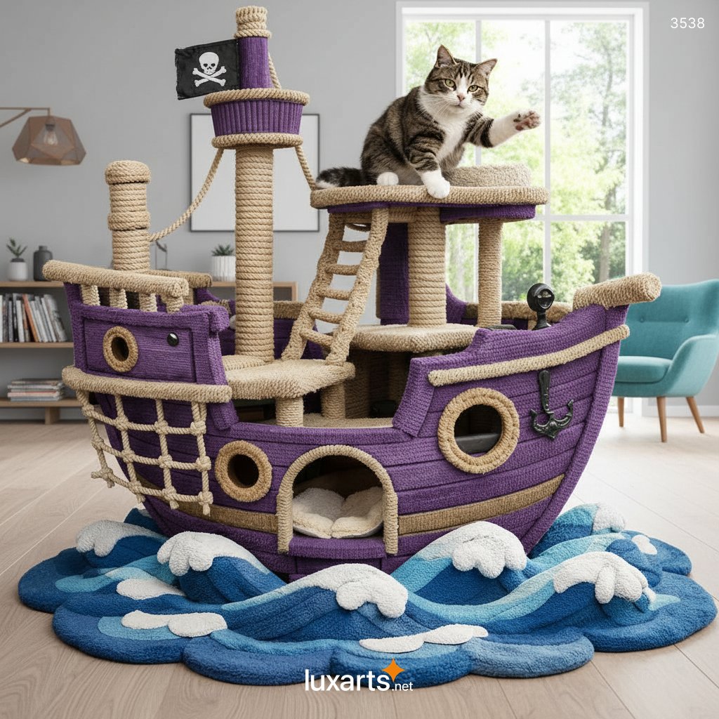 Pirate Ship-Shaped Cat Playground: Ultimate Indoor Climbing & Scratching Adventure for Cats 3538 pirate ship cat playground 2