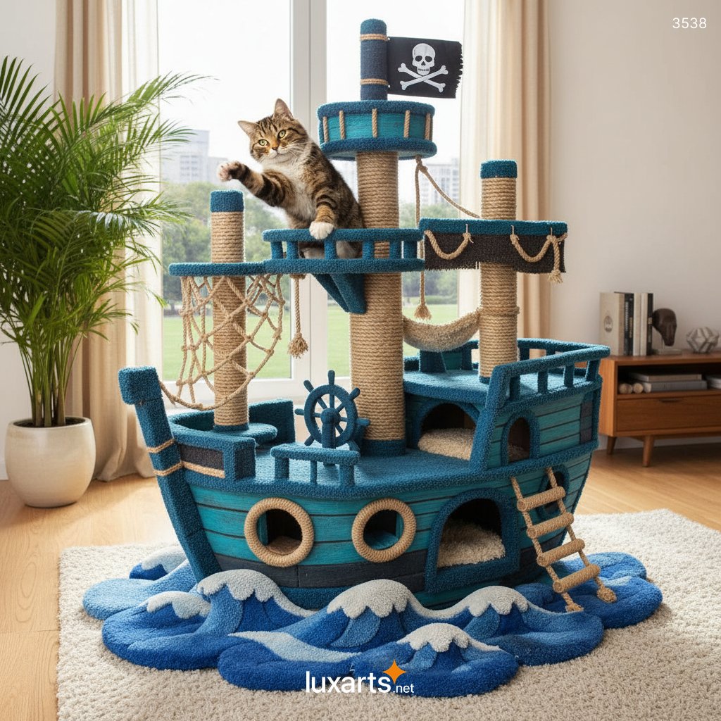 Pirate Ship-Shaped Cat Playground: Ultimate Indoor Climbing & Scratching Adventure for Cats 3538 pirate ship cat playground 3