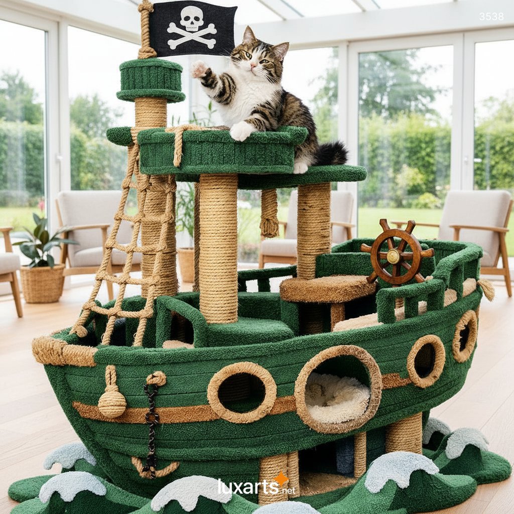 Pirate Ship-Shaped Cat Playground: Ultimate Indoor Climbing & Scratching Adventure for Cats 3538 pirate ship cat playground 4