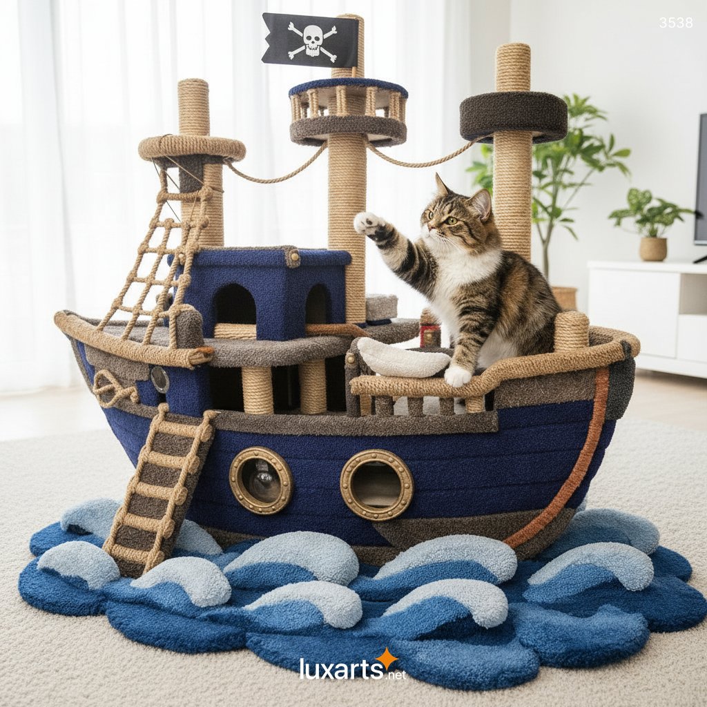 Pirate Ship-Shaped Cat Playground: Ultimate Indoor Climbing & Scratching Adventure for Cats 3538 pirate ship cat playground 7