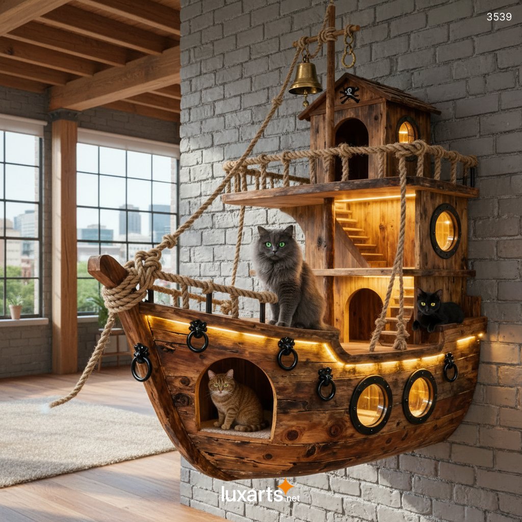 Pirate Ship-Shaped Cat Playground: Ultimate Indoor Climbing & Scratching Adventure for Cats 3539 dog pod recliners 20260207 6